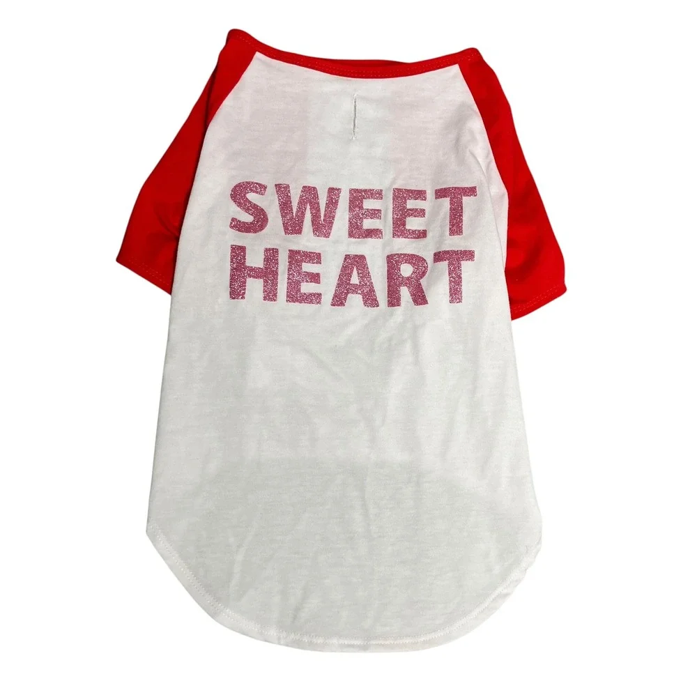 Female Dog Clothes M Blue Ruffle Dress NWT Sweet Heart Graphic T Shirt NWOT